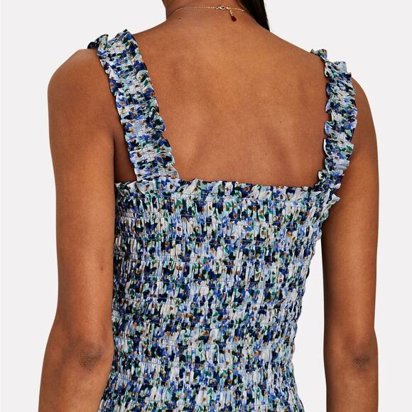 Veronica Beard Averie Smocked Floral Tank Medium - Picture 3 of 7